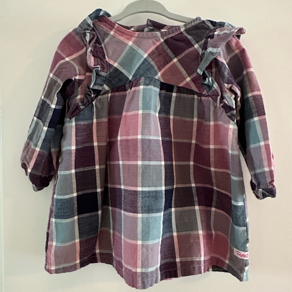 Ruffle Butts Multicolor Plaid Ruffle Dress with matching bloomers